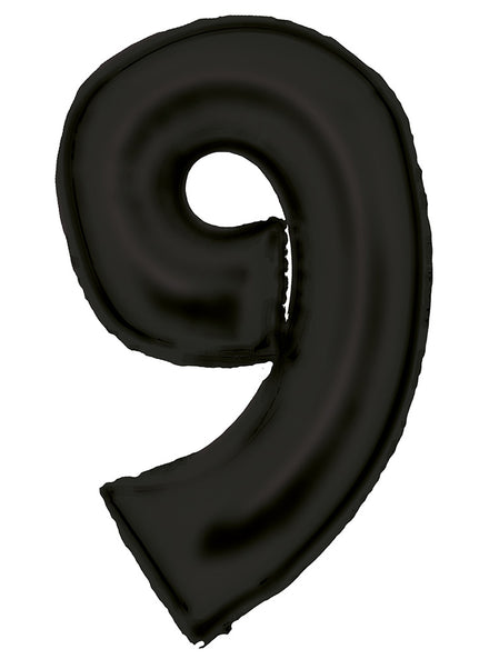Large 90cm Silk Lustre Pastel Black Number 9 Foil Balloon - Main Image