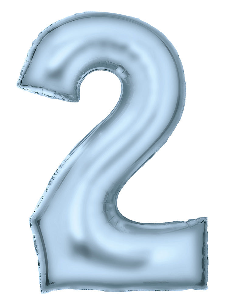 Large 90cm Silk Lustre Pastel Blue Number 2 Foil Balloon - Main Image
