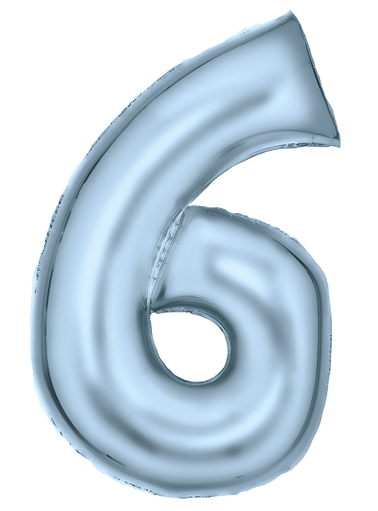Large 90cm Silk Lustre Pastel Blue Number 6 Foil Balloon - Main Image