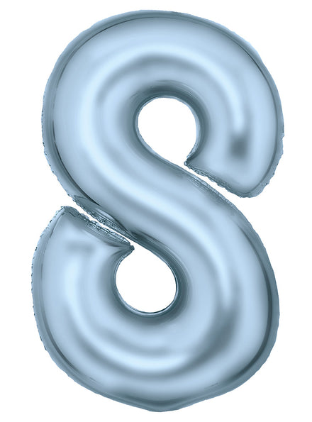 Large 90cm Silk Lustre Pastel Blue Number 8 Foil Balloon - Main Image