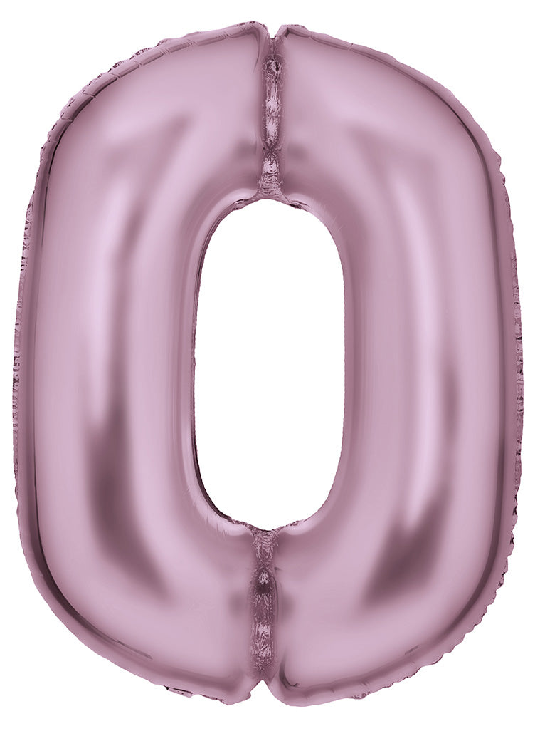Large 90cm Silk Lustre Pastel Pink Number 0 Foil Balloon - Main Image
