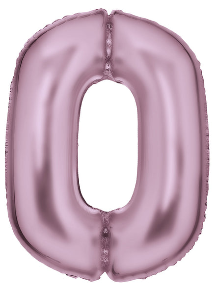 Large 90cm Silk Lustre Pastel Pink Number 0 Foil Balloon - Main Image