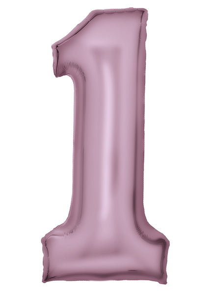 Large 90cm Silk Lustre Pastel Pink Number 1 Foil Balloon - Main Image
