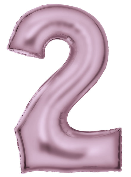 Large 90cm Silk Lustre Pastel Pink Number 2 Foil Balloon - Main Image