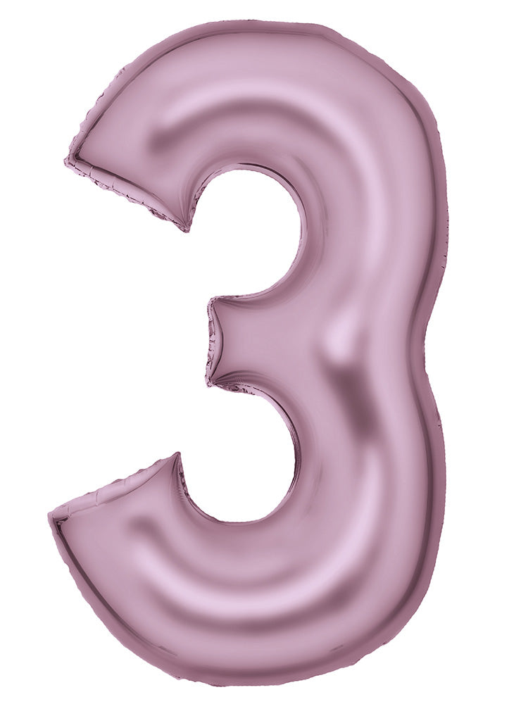 Large 90cm Silk Lustre Pastel Pink Number 3 Foil Balloon - Main Image