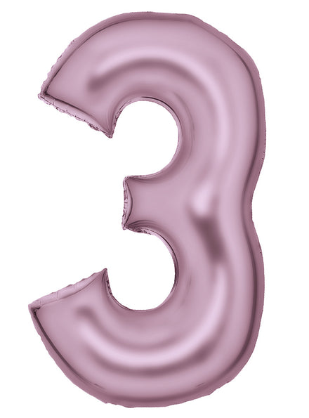 Large 90cm Silk Lustre Pastel Pink Number 3 Foil Balloon - Main Image