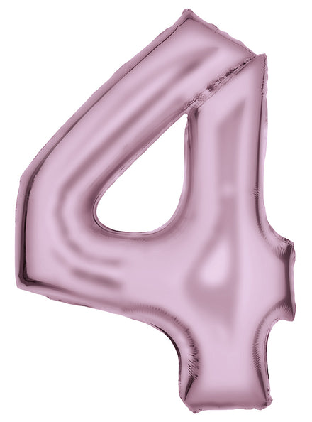 Large 90cm Silk Lustre Pastel Pink Number 4 Foil Balloon - Main Image