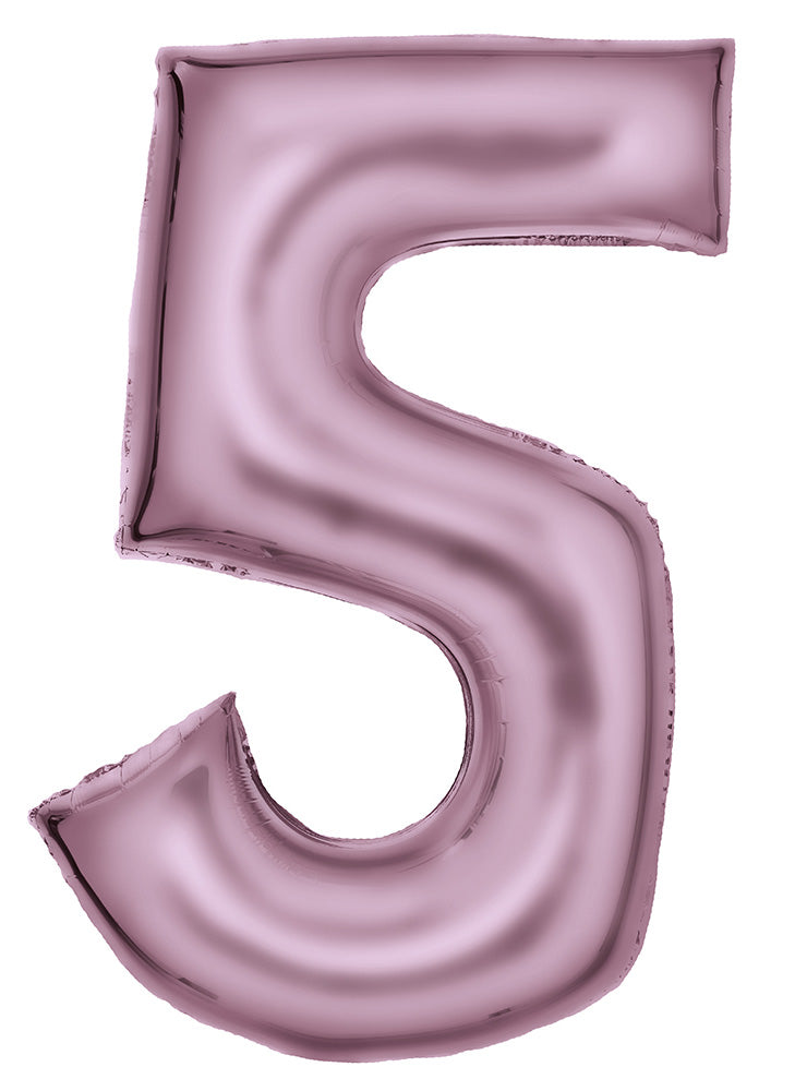 Large 90cm Silk Lustre Pastel Pink Number 5 Foil Balloon - Main Image
