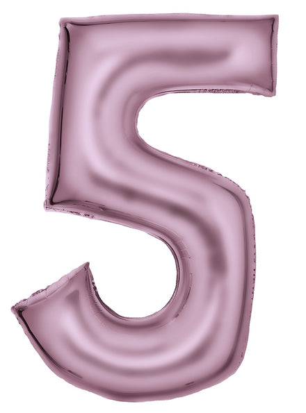 Large 90cm Silk Lustre Pastel Pink Number 5 Foil Balloon - Main Image