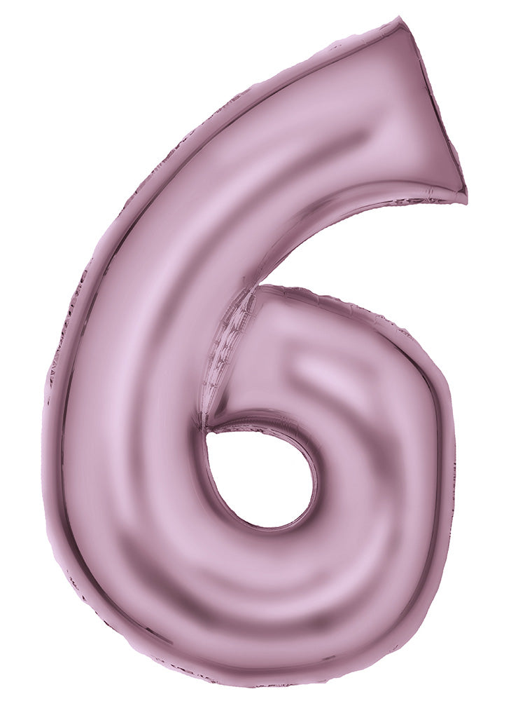 Large 90cm Silk Lustre Pastel Pink Number 6 Foil Balloon - Main Image