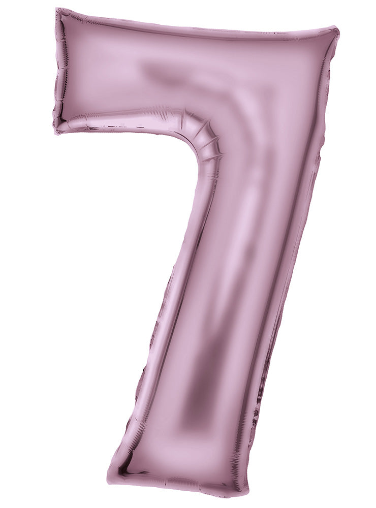 Large 90cm Silk Lustre Pastel Pink Number 7 Foil Balloon - Main Image