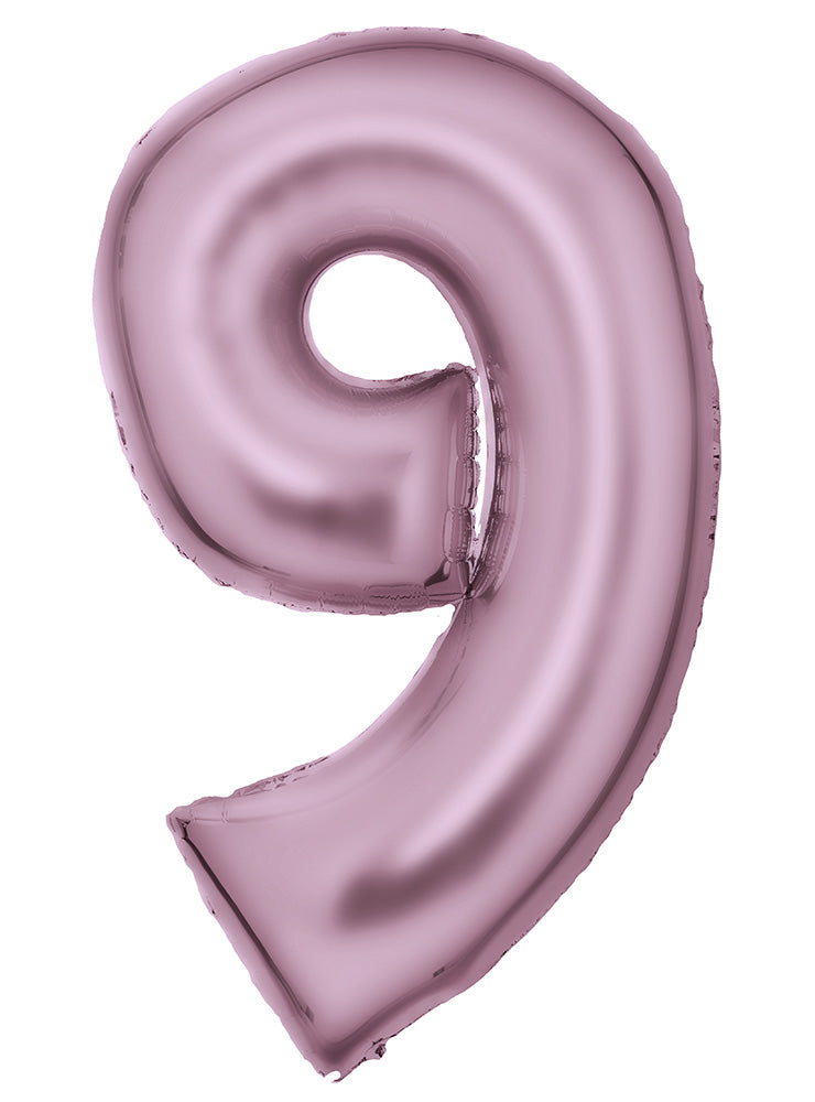 Large 90cm Silk Lustre Pastel Pink Number 9 Foil Balloon - Main Image