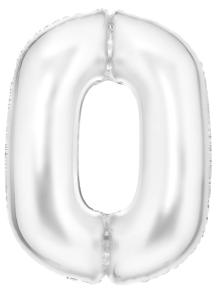 Large 90cm Silk Lustre Pastel White Number 0 Foil Balloon - Main Image