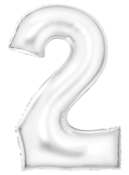 Large 90cm Silk Lustre Pastel White Number 2 Foil Balloon - Main Image