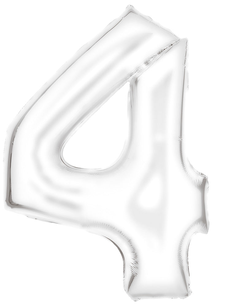 Large 90cm Silk Lustre Pastel White Number 4 Foil Balloon - Main Image