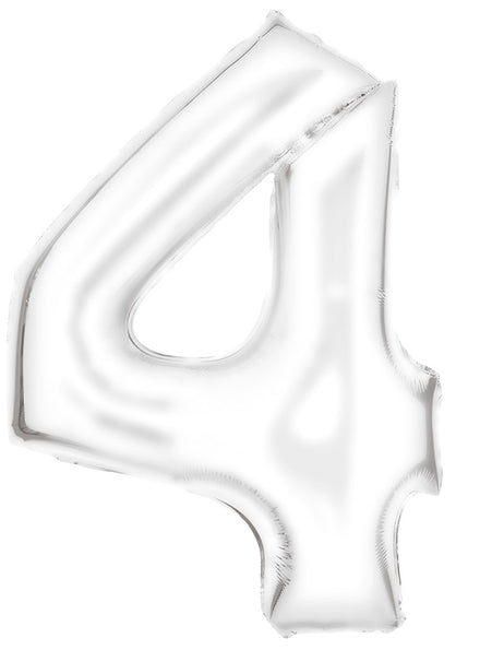 Large 90cm Silk Lustre Pastel White Number 4 Foil Balloon - Main Image