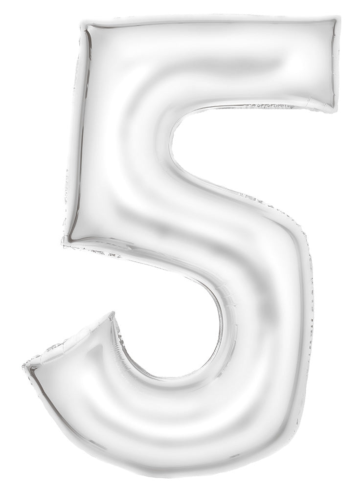 Large 90cm Silk Lustre Pastel White Number 5 Foil Balloon - Main Image