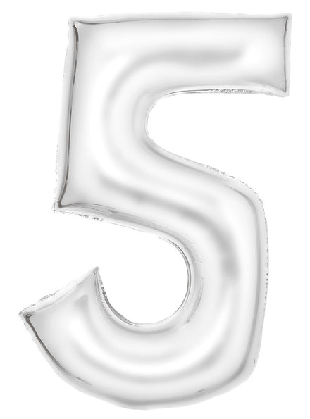 Large 90cm Silk Lustre Pastel White Number 5 Foil Balloon - Main Image