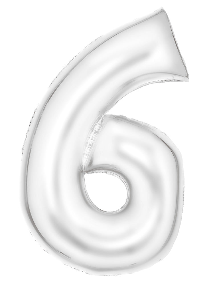Large 90cm Silk Lustre Pastel White Number 6 Foil Balloon - Main Image