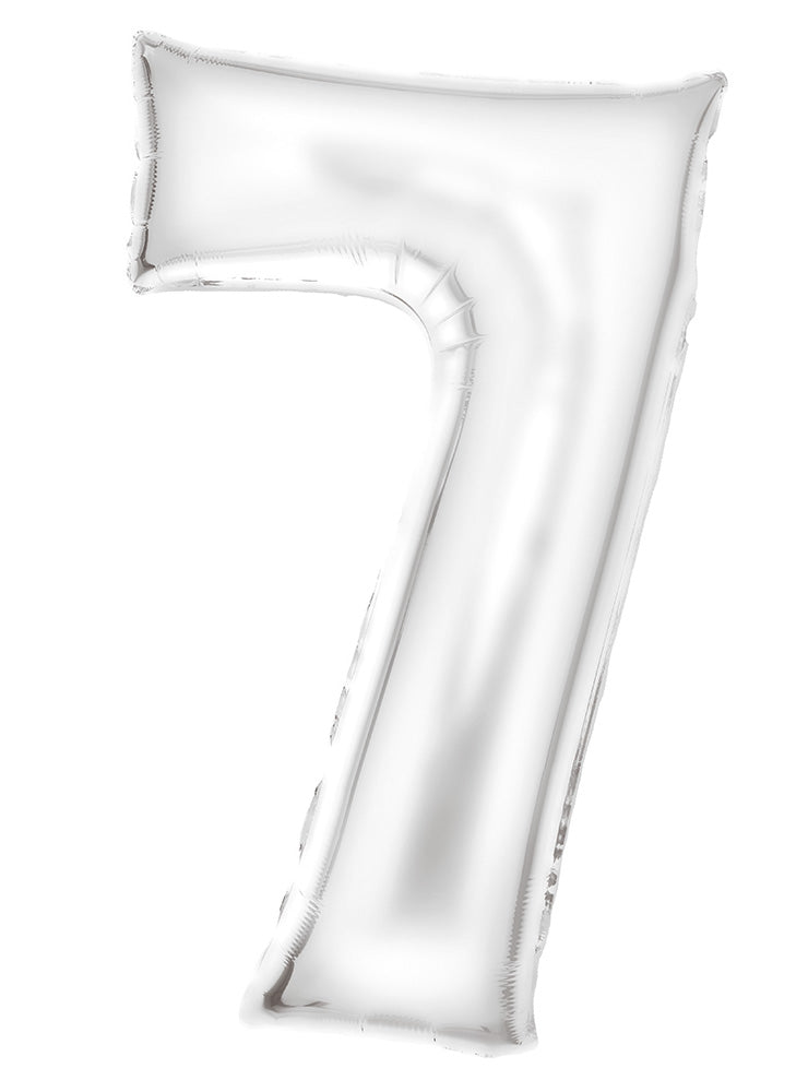 Large 90cm Silk Lustre Pastel White Number 7 Foil Balloon - Main Image