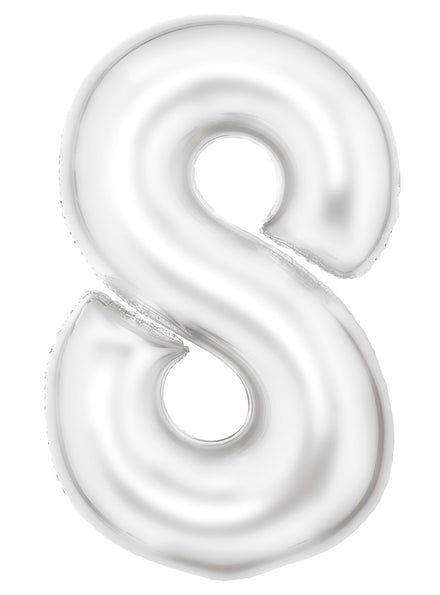 Large 90cm Silk Lustre Pastel White Number 8 Foil Balloon - Main Image