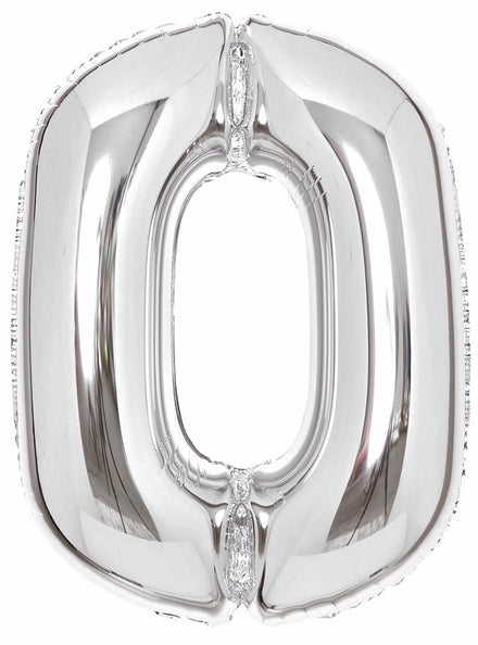 Large 90cm Silver Number 0 Foil Balloon - Main Image