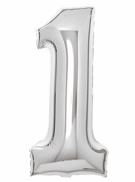 Large 90cm Silver Number 1 Foil Balloon - Main Image