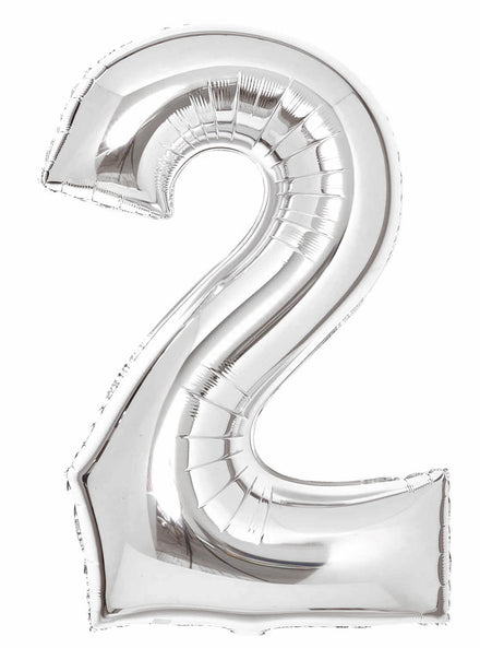 Large 90cm Silver Number 2 Foil Balloon - Main Image