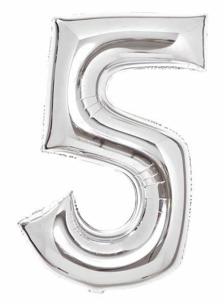 Large 90cm Silver Number 5 Foil Balloon - Main Image