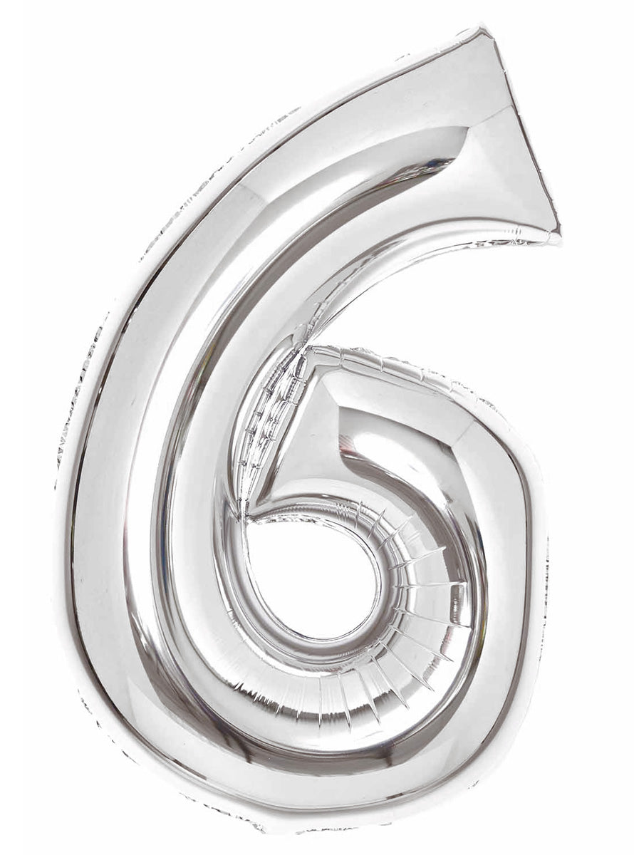 Large 90cm Silver Number 6 Foil Balloon - Main Image