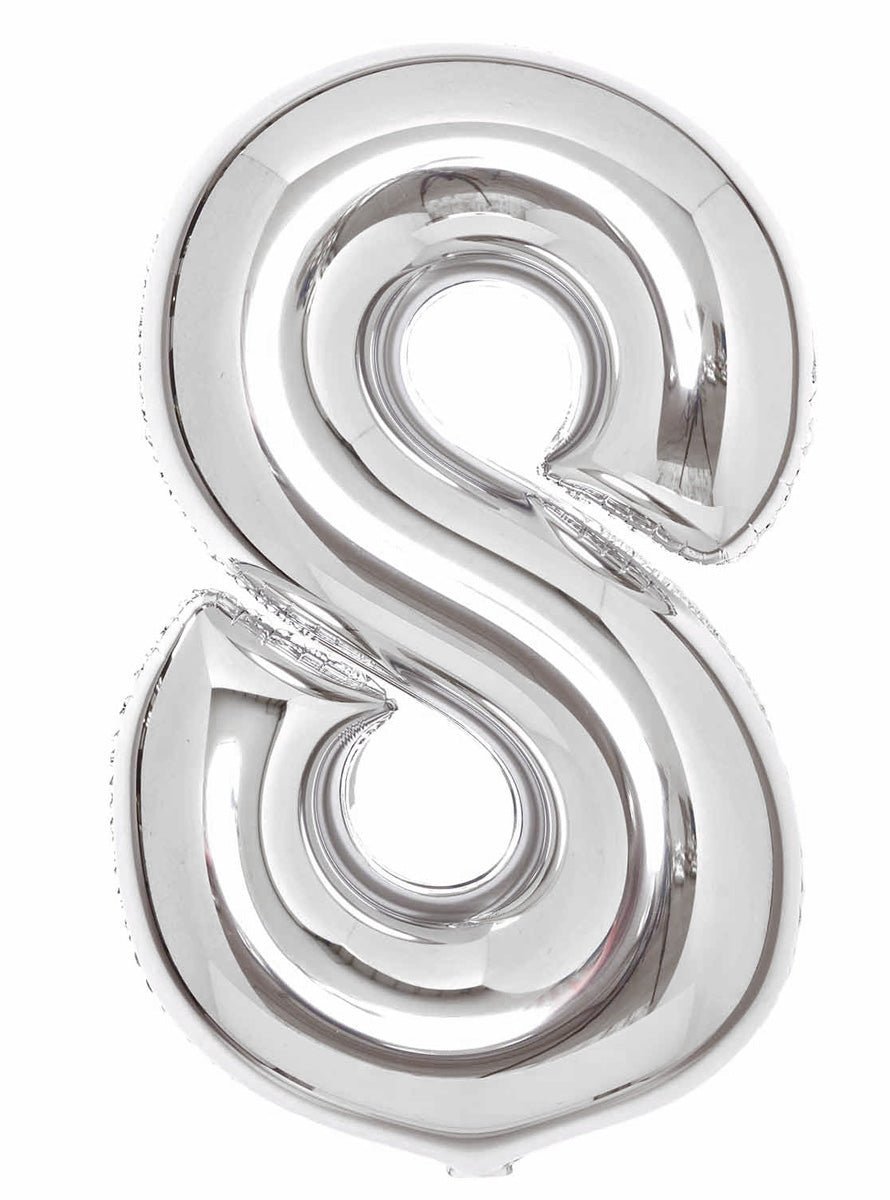 Large 90cm Silver Number 8 Foil Balloon - Main Image