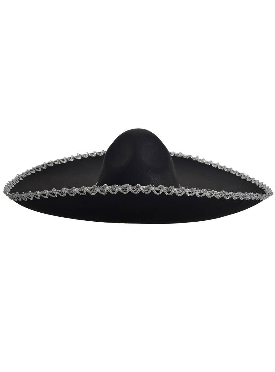 Image of Large Black and Silver Mexican Sombrero Costume Hat - Main Image