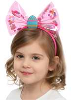 Pink Clear Vinyl Easter Bow Costume Headband With Coloured Sequins - main image