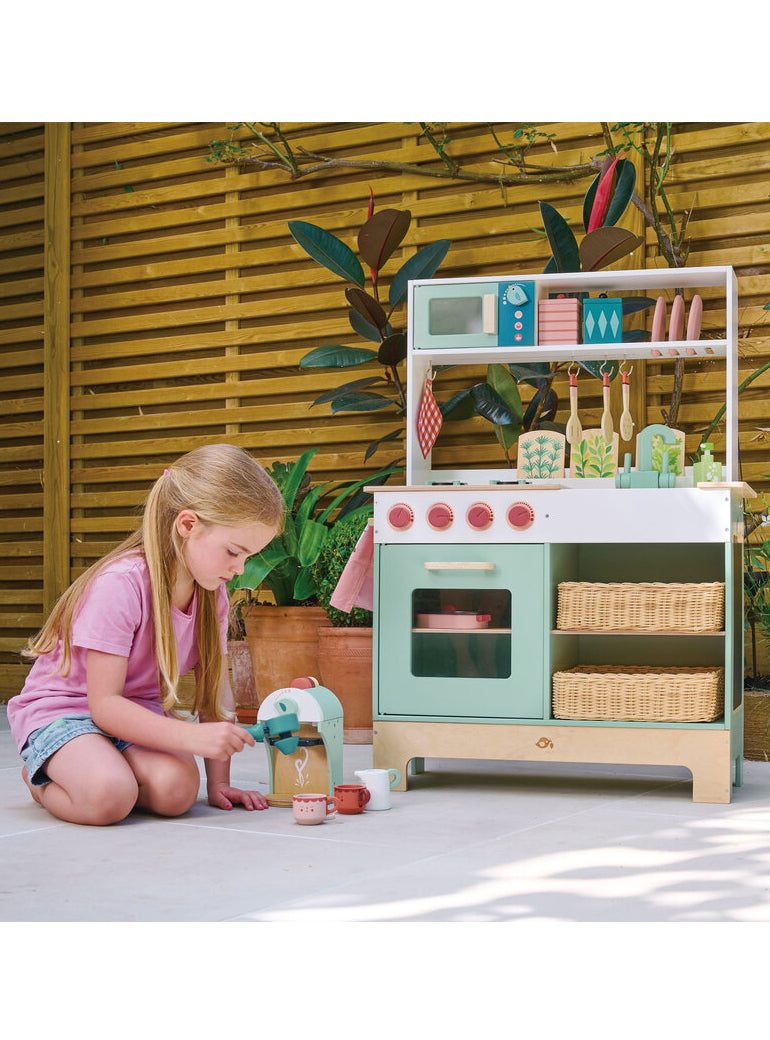 Large Green Wooden Kitchen Childrens Toy Set - Lifestyle Image 5