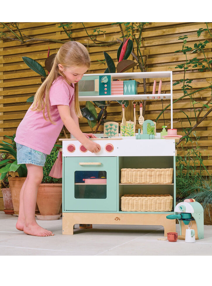 Large Green Wooden Kitchen Childrens Toy Set - Lifestyle Image 7