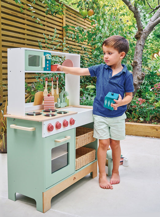 Large Green Wooden Kitchen Childrens Toy Set - Lifestyle Image 8