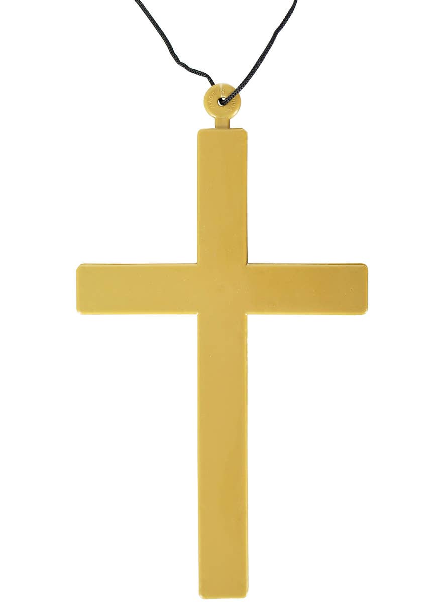 Image of Matte Gold Large Monk Cross Costume Necklace