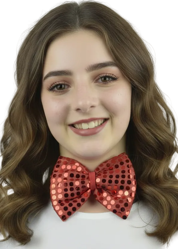 Large Red Sequined Costume Bow Tie - Main Image