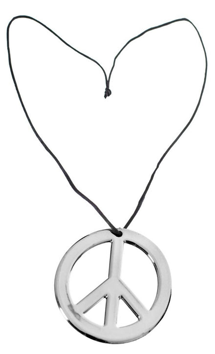 60's & 70's Silver Unisex Peace Sign Costume Necklace