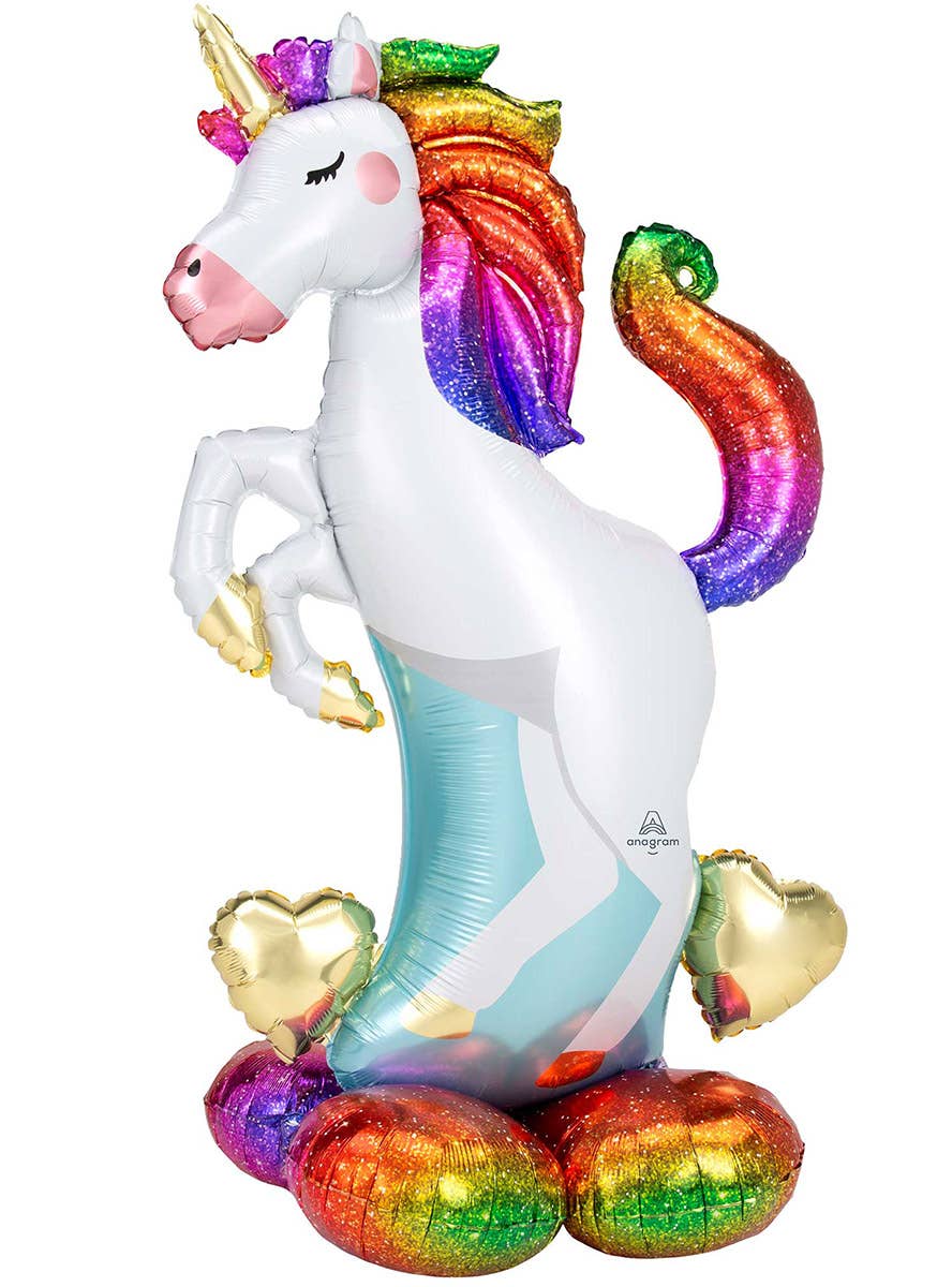 Image of Rainbow Unicorn Standing 139cm Tall Air Fill Balloon