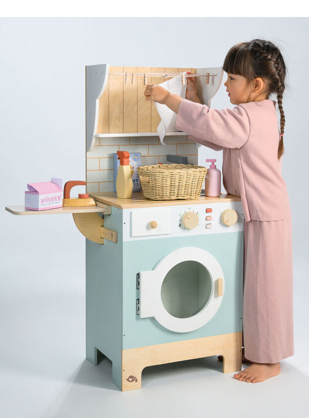 Large Wooden Laundrette Childrens Toy Set - Lifestyle Image 1