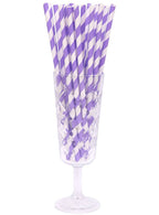 Image of Lavender Purple and White Stripe 50 Pack Paper Straws