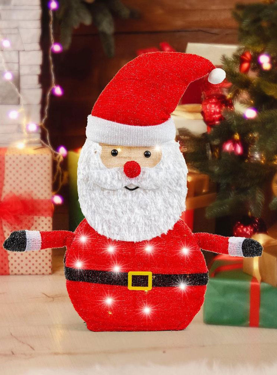 Twinkling LED Light Up Tinsel Santa - Alternate Image