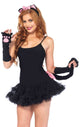 Pink and Black Cat Costume Kit with Gloves, Tail and Ears - Front View