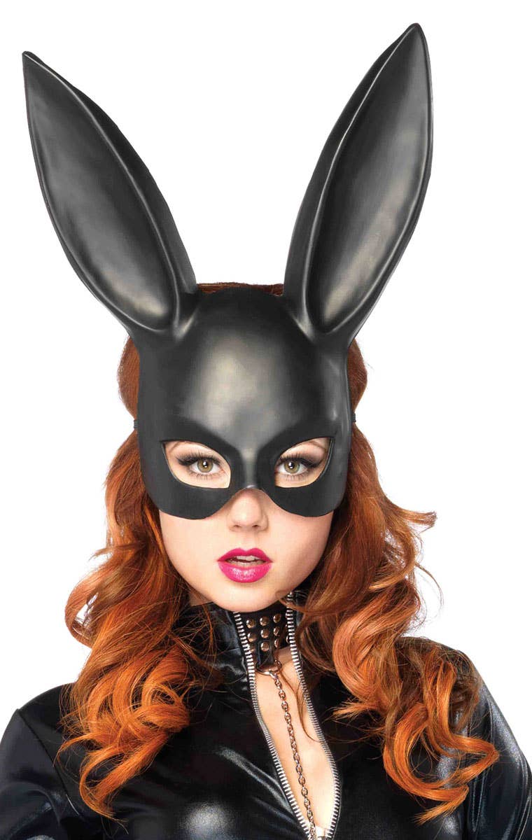 Black Bunny Adults Costume Mask by Leg Avenue Main Image