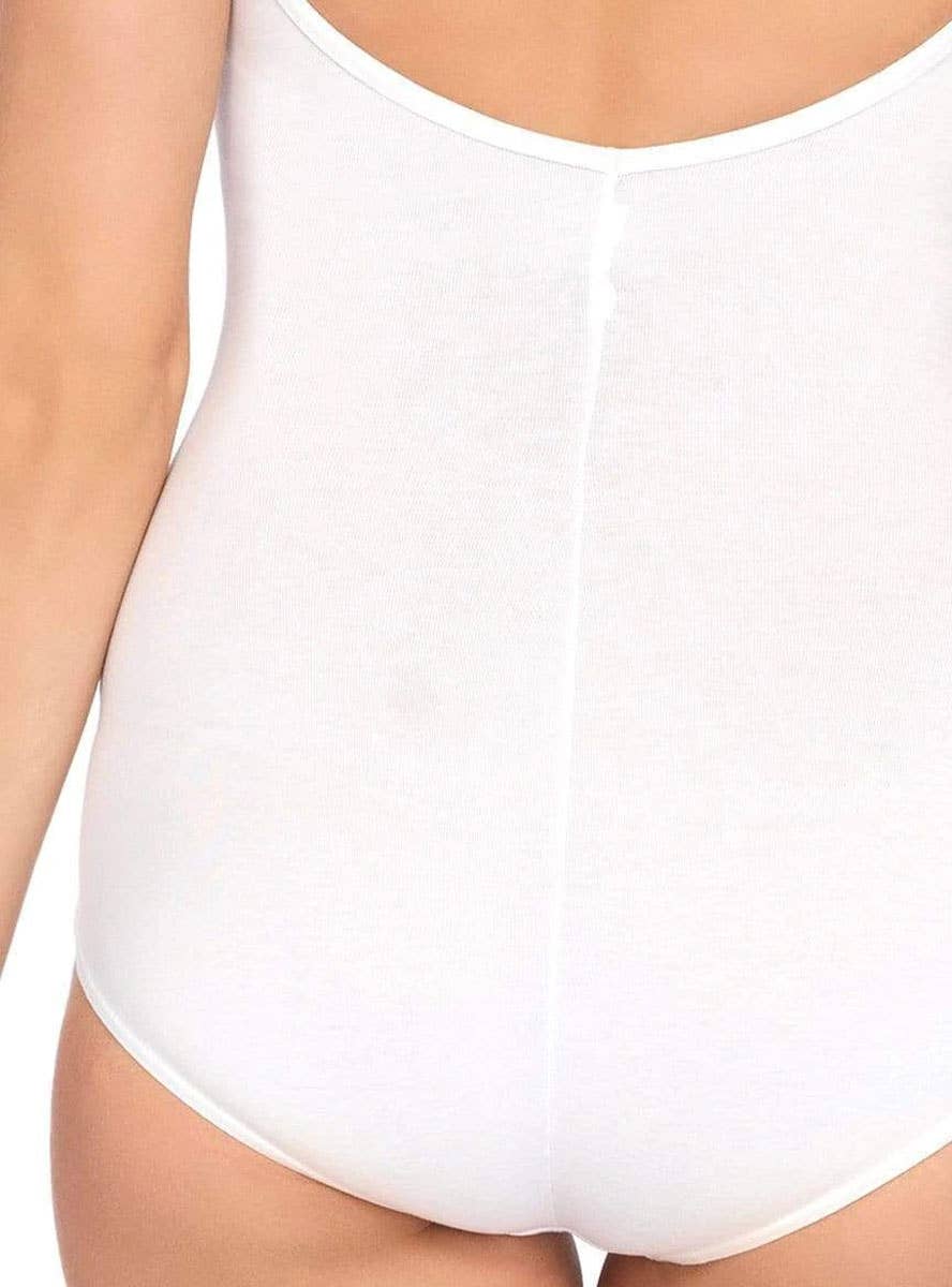 Womens White Bodysuit Costume Basic - Close Back Image