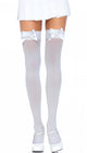 Women's Plus Size White Thigh High Stockings With Bows