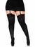 Opaque Black Plus Size Women's Thigh High Stockings with Black Bows - Main Image