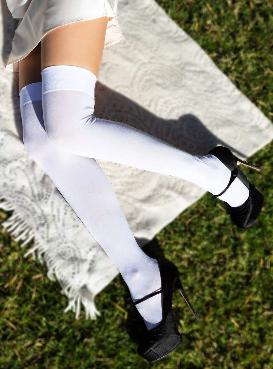 Opaque White Thigh High Stockings Womens White Thigh Highs opaque-white-thigh-high-stockings-womens-white-thigh-highs