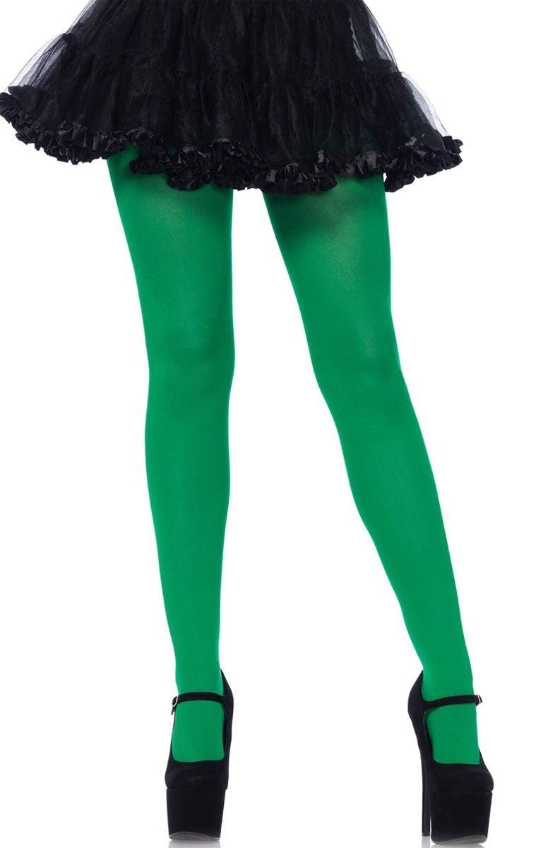 Leg Avenue Deep Kelly Green Opaque Women's Pantyhose Stockings